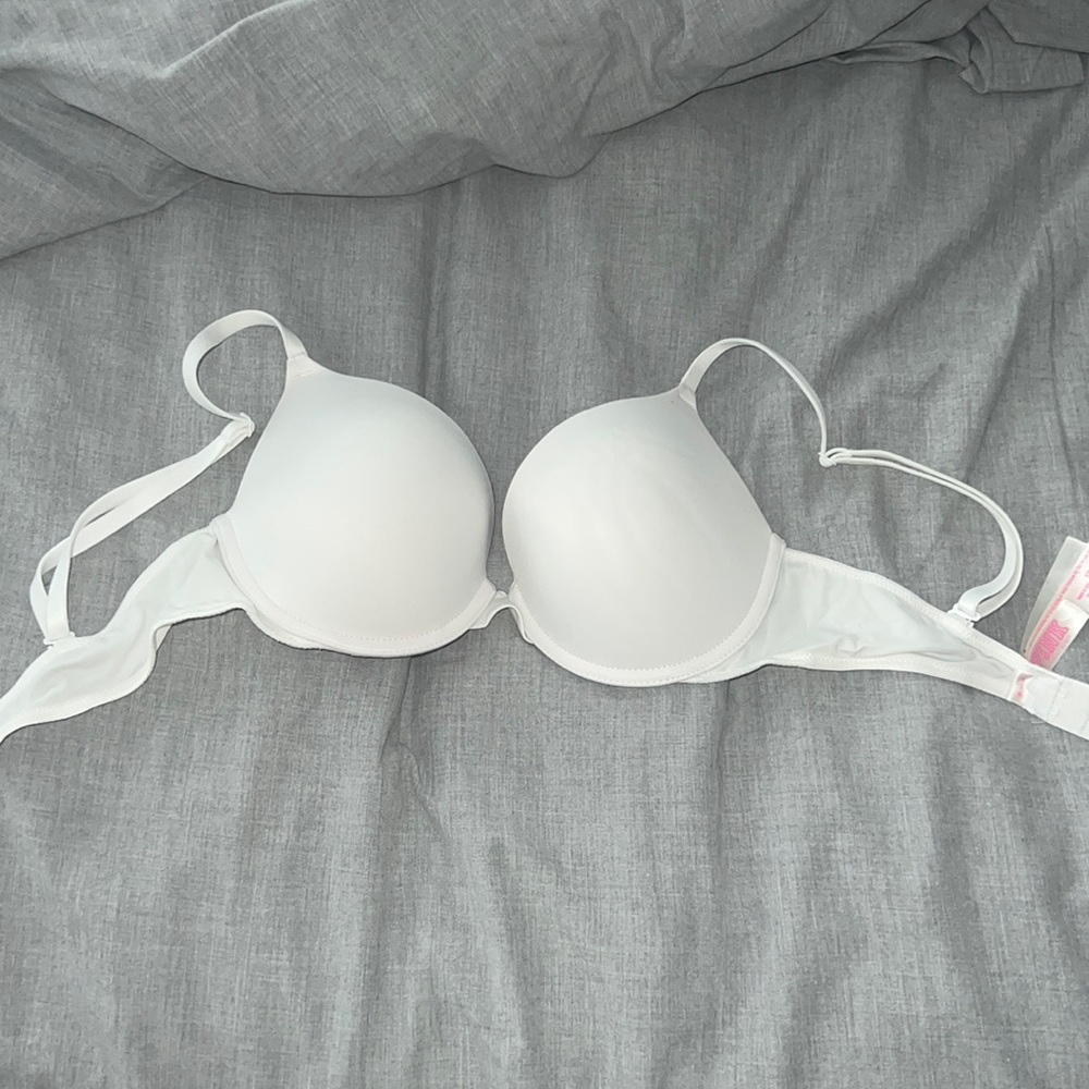 VS Pink Push Up Bra in White